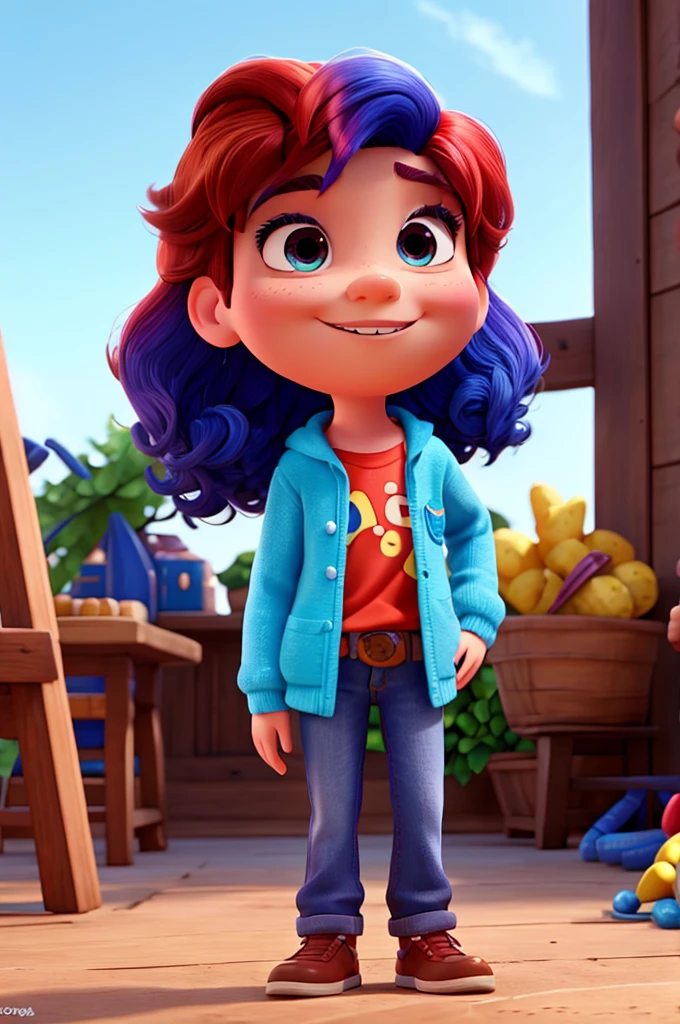 1 3D Disney Pixar style character with colorful hair