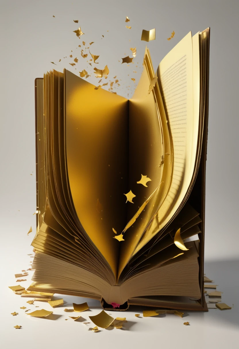 A golden book falling apart