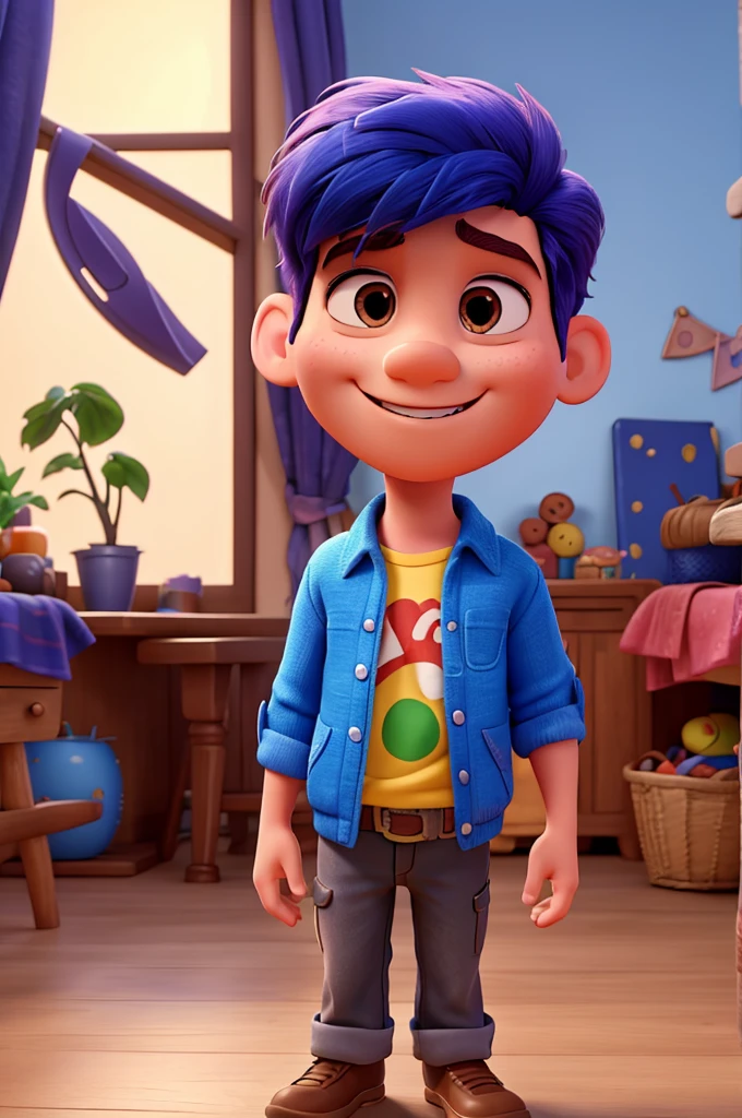 1 Disney Pixar 3D style boy character with euphoric colorful hair