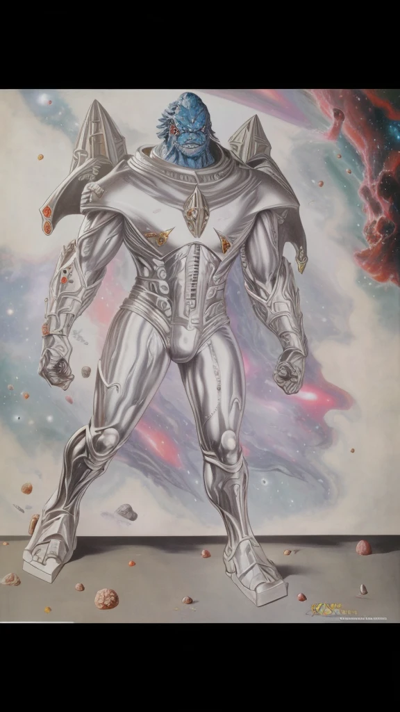 Full body space cosmic Monster warhammer in cosmic war,futuristic,art by alex ross and frederic soulacroix