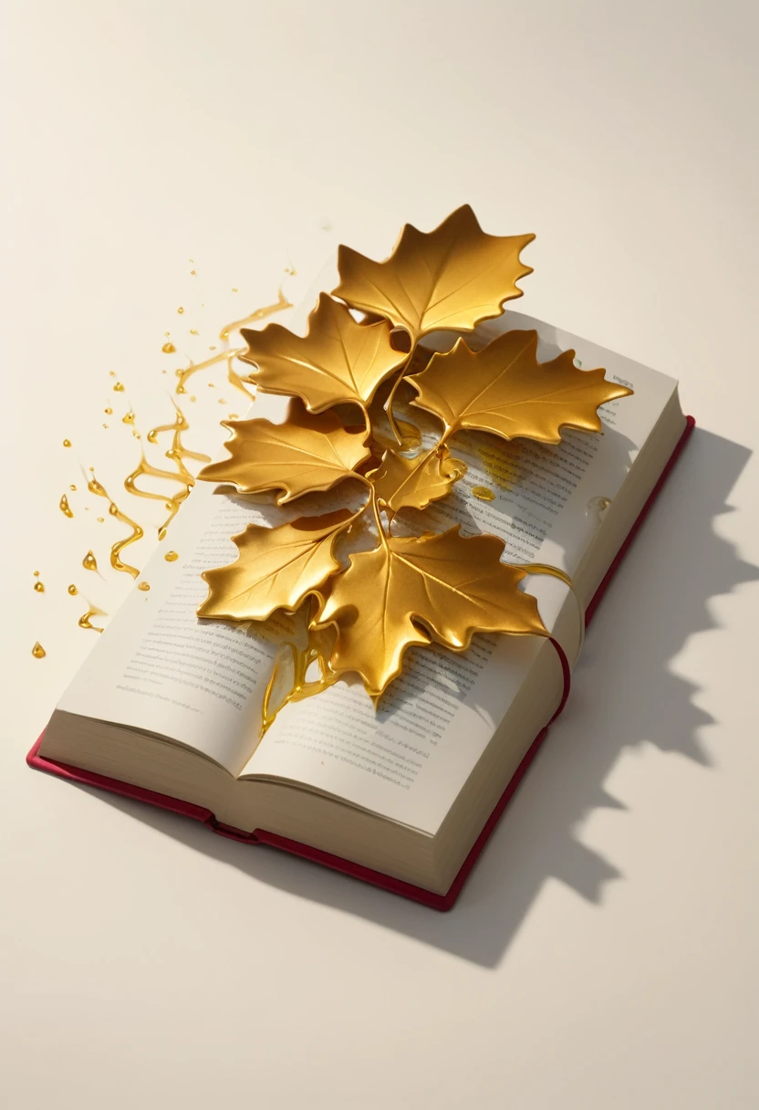 golden book with its leaves melting