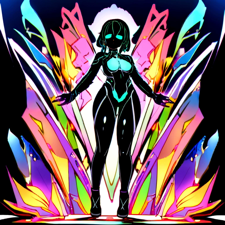 a corean woman standing in front of a colorful background, biomechanical bodysuit, beautiful glass work, backlight body, full body painting, translucent dress, radiant skin, highly photographic render, by Art Fitzpatrick, nanotechnology, glows, real-life skin, living flora, extremely detailed woman background absolutly black [--no "Web13RAUL10":1.5]] No [or:add-detail-xl:0.60, lr:xl_more_art-full_v1:0.40, lor:wowifierXL:0.50 art by mooncryptowow, lor:LineAniRedmondV2-Lineart-LineAniAF:0.8 lineart, LineAniAF, lora:caogao:0.8 sketch .[[- -no "Web13RAUL10":1.5]]]