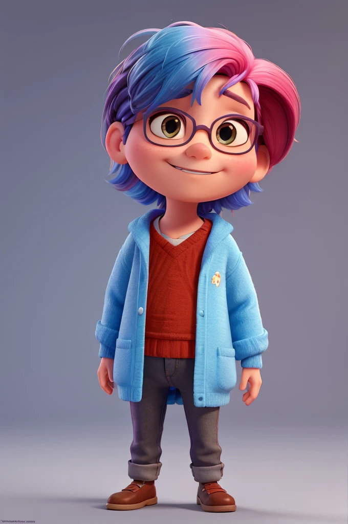1 character from the film amusingly, 3d pixar style, with colored hair