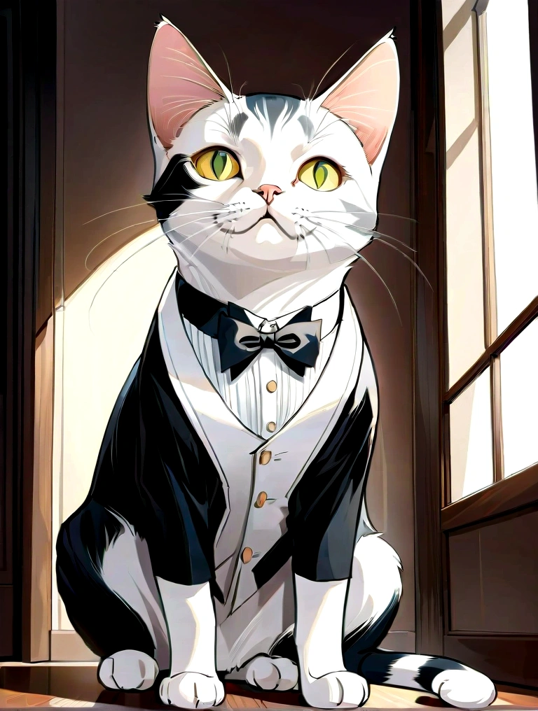 1cat, black and white, tuxedo cat, yellow-green eyes, Generate ultra-high-definition images of chic cats, Classic cat pose. Use advanced macro photography techniques、Highlight the intricate details of your cat's coat, lbeard, and expressive eyes.
Place the camera at the level of the peephole, Create an intimate connection between the audience and the cat subject. A large aperture that achieves a shallow depth of field, Let the cat stand out clearly against a slightly blurred background.
Improve lighting to emphasize the texture and contour of the cat's body, avec un soft, Remove rough shadow, Cozy atmosphere.
Cat in a relaxed position, But balanced, Show your flexibility and elegance. Try to capture moments in natural motion, Stretching, beauty, etc., Convey realism.
Implement post-processing techniques to improve image clarity, Contrast, and color balance, Protect all aspects, From the intricate patterns of cats to their intense gaze, Rendered in amazing detail.
finally, Convey the gentle beauty and innate elegance of cats, Capture fleeting moments, Celebrate the uniqueness of cat curiosity and balance