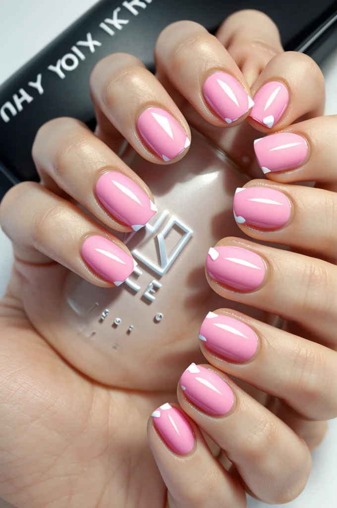 Short and square gel nails with hearts