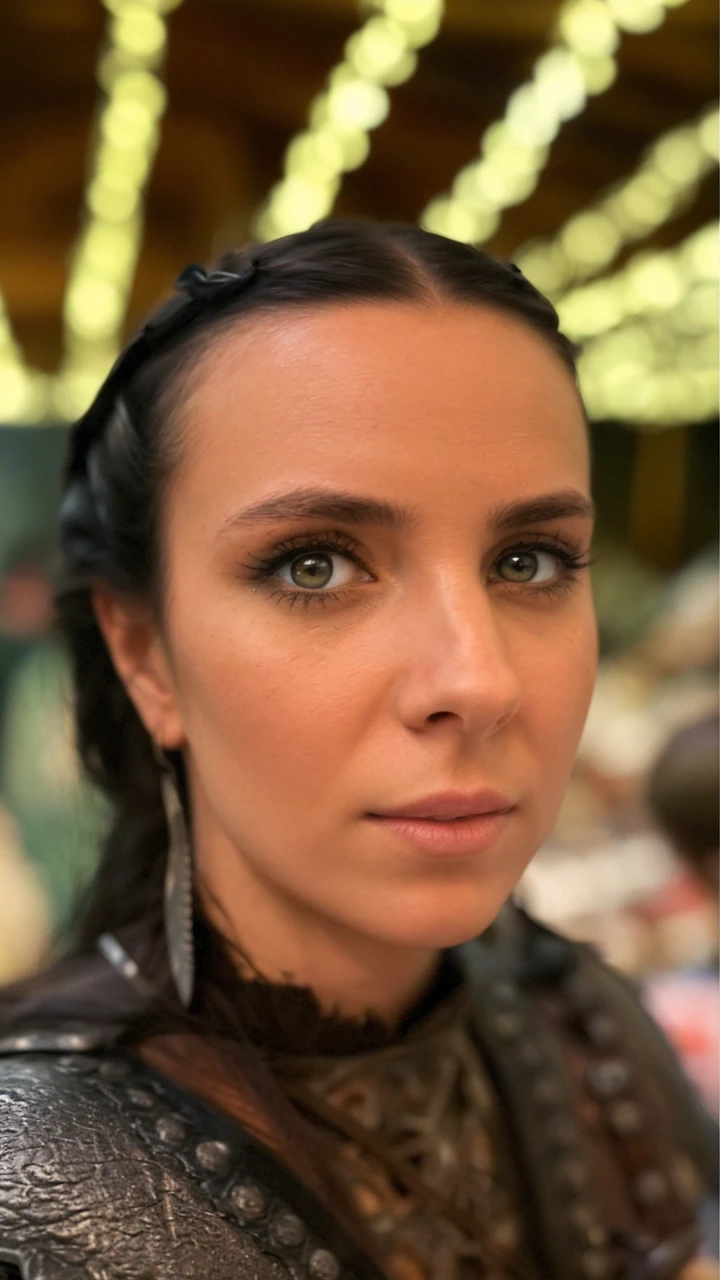a female viking warrior, beautiful detailed eyes, beautiful detailed lips, extremely detailed eyes and face, long eyelashes, strong facial features, fierce expression, wearing a winged helmet, leather and fur armor, holding a sword, standing on a rocky cliff, dramatic lighting, epic dark moody cinematic lighting, dramatic fog, dramatic cloud formations, muted color palette, (best quality,4k,8k,highres,masterpiece:1.2),ultra-detailed,(realistic,photorealistic,photo-realistic:1.37)