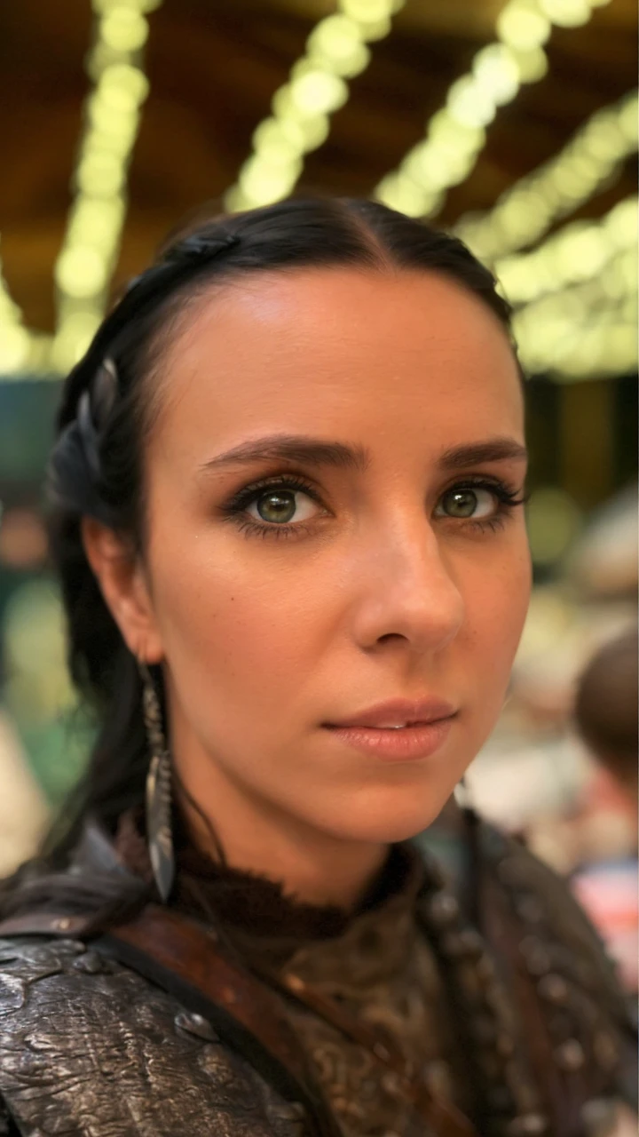 a female viking warrior, beautiful detailed eyes, beautiful detailed lips, extremely detailed eyes and face, long eyelashes, strong facial features, fierce expression, wearing a winged helmet, leather and fur armor, holding a sword, standing on a rocky cliff, dramatic lighting, epic dark moody cinematic lighting, dramatic fog, dramatic cloud formations, muted color palette, (best quality,4k,8k,highres,masterpiece:1.2),ultra-detailed,(realistic,photorealistic,photo-realistic:1.37)