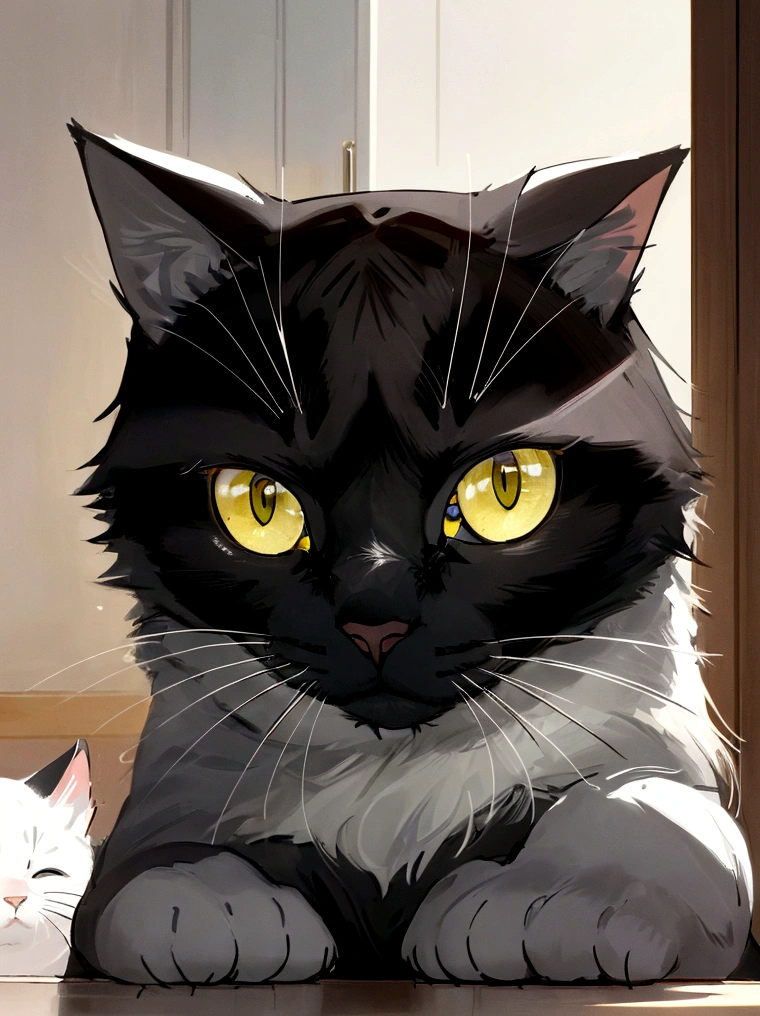 1cat, black with white, yellow-green eyes, Generate ultra-high-definition images of chic cats, Classic cat pose. Use advanced macro photography techniques、Highlight the intricate details of your cat's coat, lbeard, and expressive eyes.
Place the camera at the level of the peephole, Create an intimate connection between the audience and the cat subject. A large aperture that achieves a shallow depth of field, Let the cat stand out clearly against a slightly blurred background.
Improve lighting to emphasize the texture and contour of the cat's body, avec un soft, Remove rough shadow, Cozy atmosphere.
Cat in a relaxed position, But balanced, Show your flexibility and elegance. Try to capture moments in natural motion, Stretching, beauty, etc., Convey realism.
Implement post-processing techniques to improve image clarity, Contrast, and color balance, Protect all aspects, From the intricate patterns of cats to their intense gaze, Rendered in amazing detail.
finally, Convey the gentle beauty and innate elegance of cats, Capture fleeting moments, Celebrate the uniqueness of cat curiosity and balance
