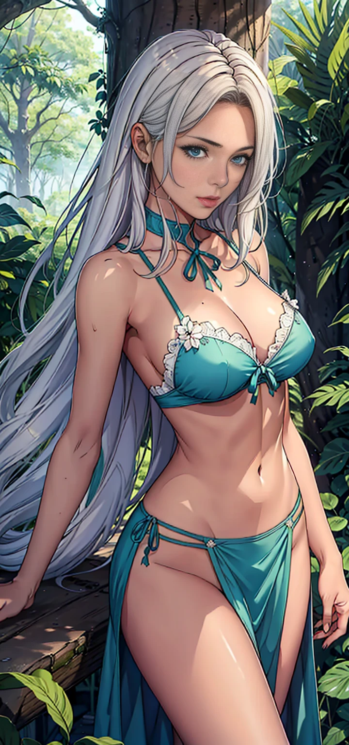 1femelle,45 ans,femme mariée,Long legeig chest and thin waist, exposition photo, solo,(Fond avec:dans une forêt,la forêt tropicale,en été) She has Long white hair,Rouge à lèvres,Tenez-vous au fond de la forêt,vu de face, cheveux raides,Long, cheveux flottés, Le ciel est généralement nuageux,(((chef-d'œuvre),(fond d'écran 8k unifié CG très détaillé),meilleure qualité,lumière,arrière-plan détaillé,Belle pupille de l'oeil droit,(très délicate belle),(Description des yeux belle et détaillée),ultra - détaillé,chef-d'œuvre,)),face à la caméra,Une haute résolution,ultra - détaillé),,un peu potelé, Orteils de chameau,La mariée(habillé en:robe de mariée,,)h tasse,énorme ,énorme breast,énorme ,Sexy,