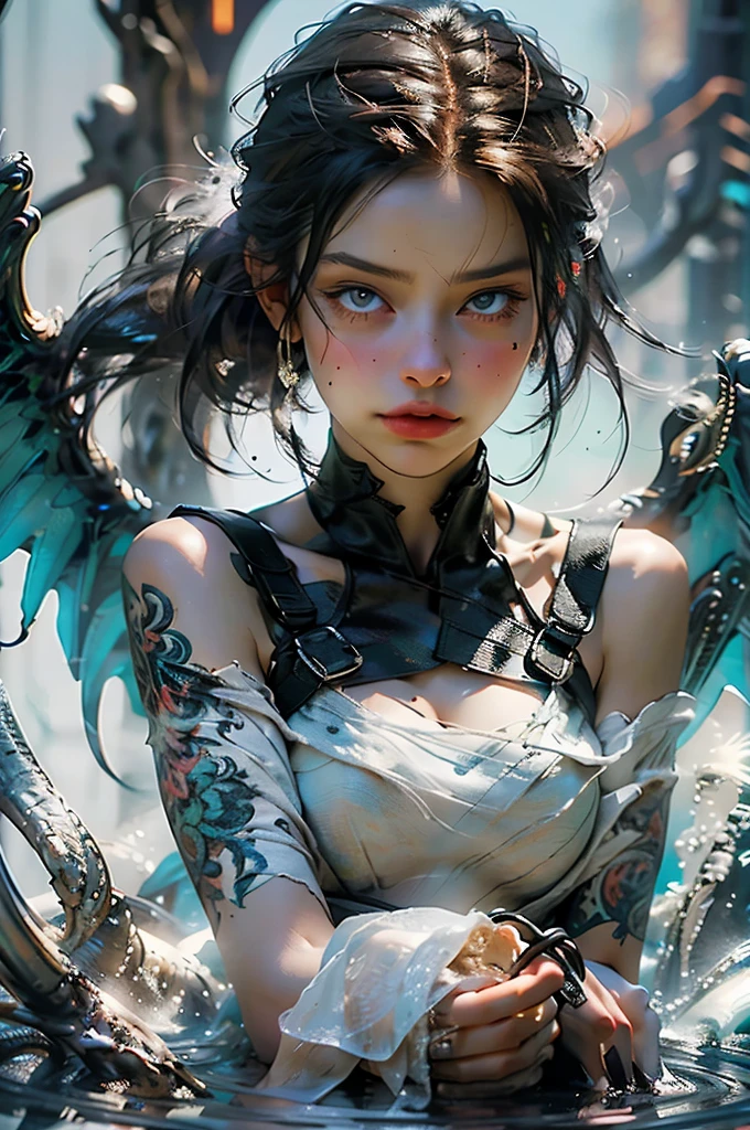 nsfw ,RAW photo, complex ultra detailed PHOTO of photorealistic, Full body, full color, A HDR photograph of A (masterpiece, best quality, high res, high resolution:1.2). extremely detailed, realistic, intricate details, realistic cup triple G enormous saggy breasts angelic riley reid, evil wings heavily detailed, full body shot, heavy nightmare Version King of the Hell , photorealism, fantasy, dynamic lighting, very high detailed ,different heavy cinematic scene from story, hand squeezing breasts, hand squeezing breasts, wearing, shaved side head haircut,