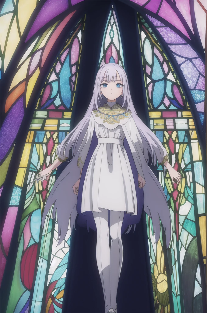 (masterpiece, top quality, best quality,official art, beautiful and aesthetic:1.2),(1girl:1.3), 1girl BREAK stained glass art, colored glass, lead lines, light transmission BREAK vibrant colors, intricate designs, luminous effects, spiritual ambiance