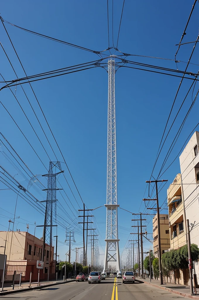 Generates high voltage towers in urban areas of Chile, which appears large and with many cables