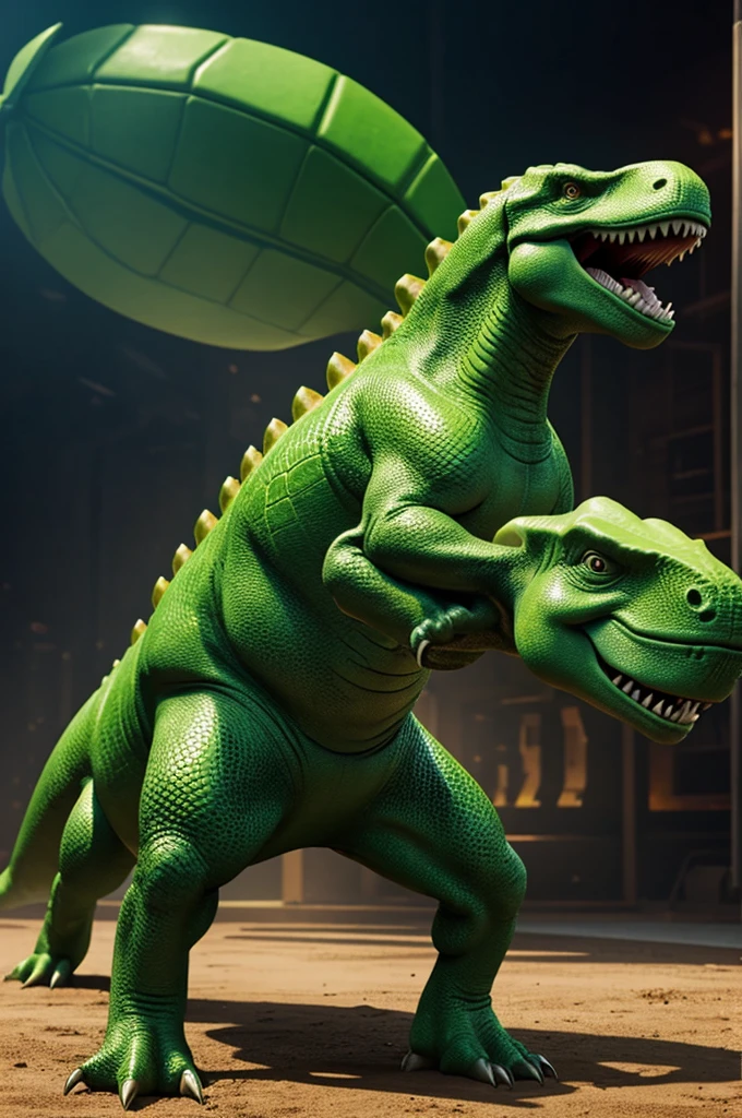 Animated logo of the green dino from free fire and the name CT REX