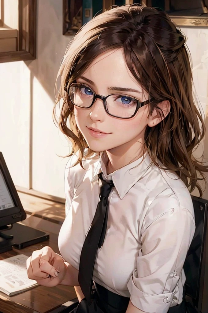 Masterpiece, 最high quality, high quality, High resolution, high quality texture, high quality shadows, High resolution, Beautiful details, Detailed CG, Detailed Texture, Realistic representation of face, Realistic, colorful, delicate, Cinematic Light, Side light, Lens flare, Ray Tracing, sharp concentrated, (1 Girl,concentrated:1.3), ( Intricate details, compensate, PureErosFaceV1:0.5), (細部まで美しいdelicateな顔, 緻密で美しいdelicateな瞳, Perfect Facial Proportions, Dense skin, Optimal ratio of four fingers to one thumb,Unified 8k wallpaper, Arms under chest, Modest chest, Wide Hips, Smooth upper abdomen, 35 years old, blue eyes, glasses, air fortress hair, blonde hair, house wife, the gaze of true love, lips of temptation, A look full of compassion ,a smile full of love, i love you, Acting lovey-dovey, I love you so much I'm crazy,

cabin attendant uniform,white blouse,tight fitting black skirt,black stockings, excellent secretary ,working as a secretary, wooden desk, wooden chair