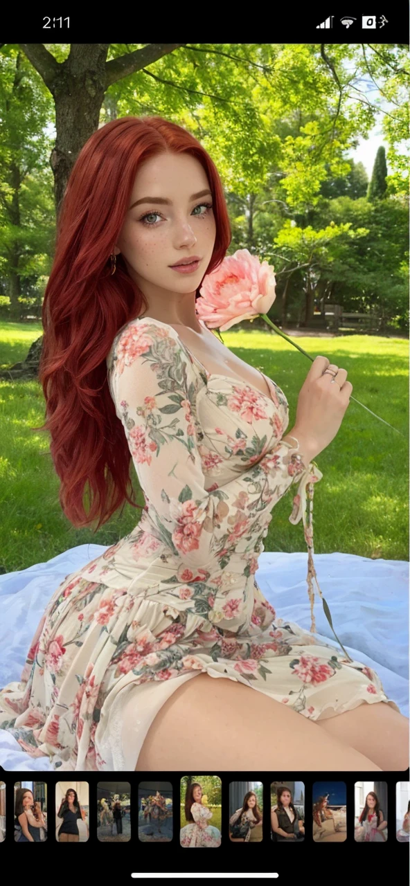 a beautiful woman with vibrant red hair, freckles, detailed facial features, wearing a detailed dress, intricate and highly detailed, cinematic lighting, photorealistic, high quality, 8k, masterpiece
