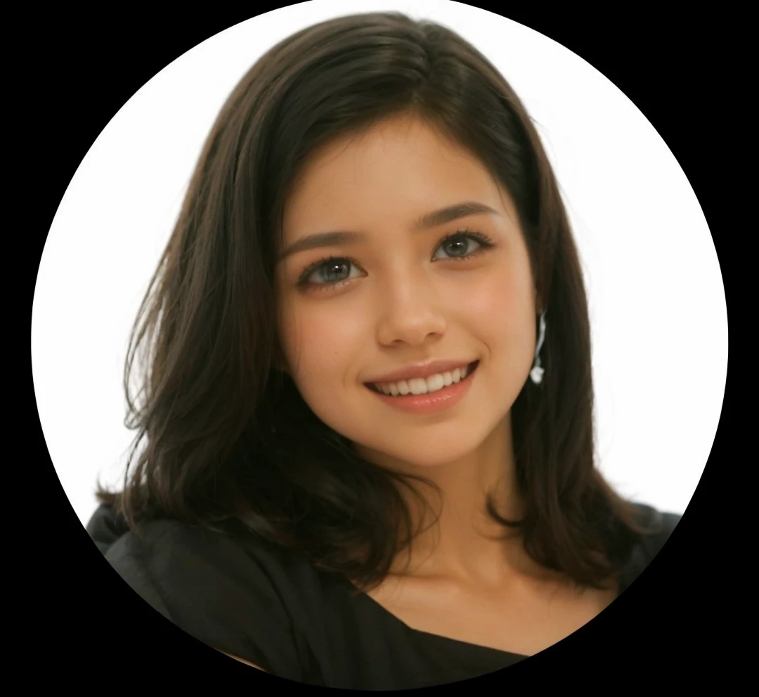 Female human being, short-haired dark, dark and bright eyes