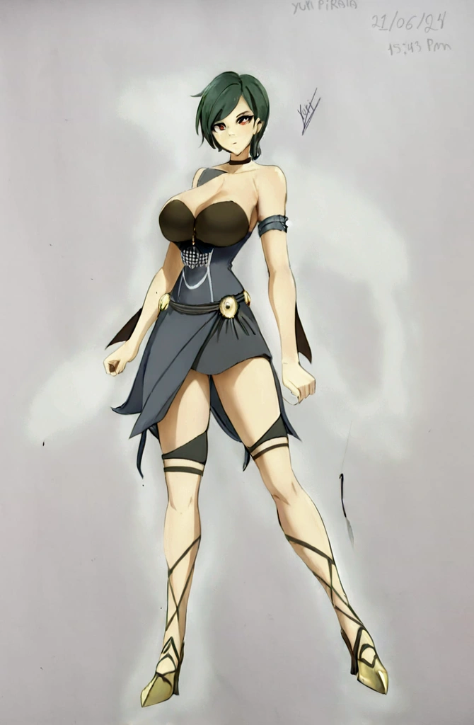 um Desenho De uma mulher com uma espaDa e um vestiDo, personagem De estilo anime, inspiraDo em Kusumi Morikage, personagem De anime; arte De corpo inteiro, mataDor De Demônios rui fanart, como um personagem DnD, Desenho coloriDo De alta qualiDaDe, inspiraDo em Ryukōsai Jokei, vampiro anDrógino, D & retrato De corpo inteiro estilo D