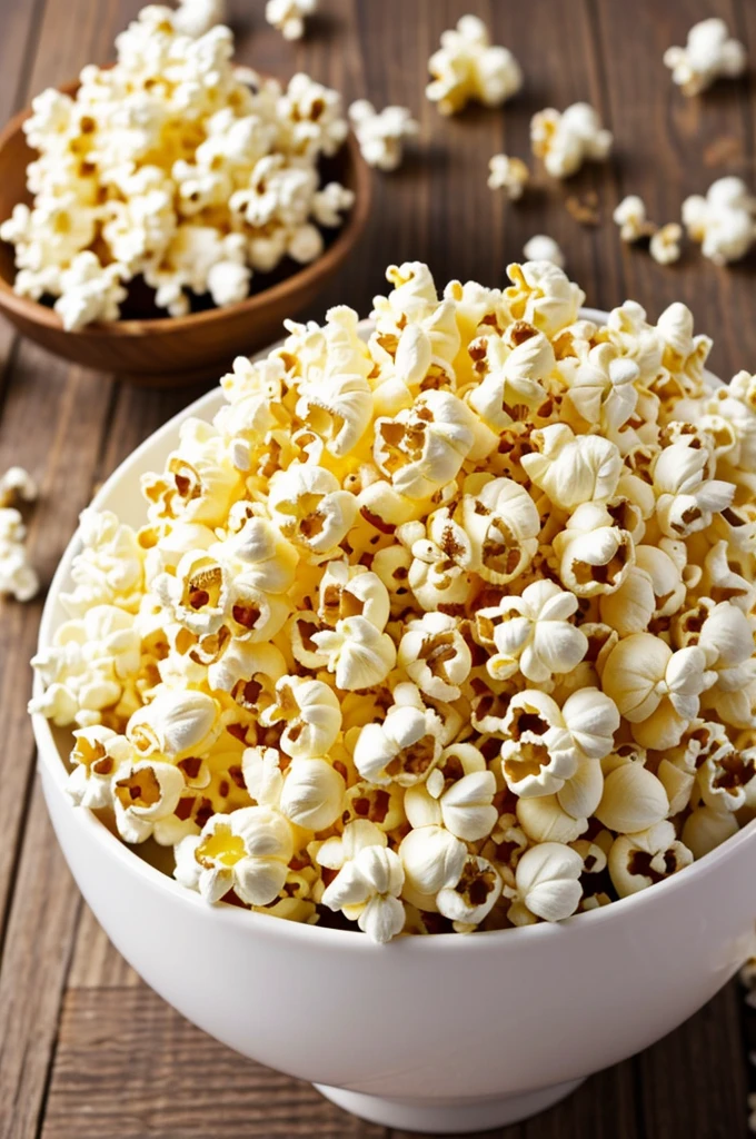 Can you create an image of popcorn with a eating it?