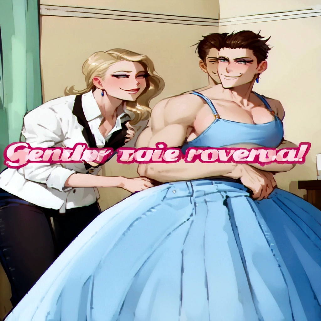 1girl, 1 boy , (((genderswap, genderless, madonna genderbend elegant, reverse, gentle femdom))), romance novel cover, half male and half female, promo art, !female, male!!!!!!!, inspired by Guido Reni, guido reni style, androgynous person, (((extremely gendered))) , very beautiful girl , very pretty boy , Female hugging and dominating male from behind femdom , ((( female hugging behind dominating male))) , (tall strong female) , (skinny small male) , lean male, male is smiling, female is sensual, (((female wearing a blue jeans))), tall strong female, skinny male, very beautiful sexy femdom and domination
