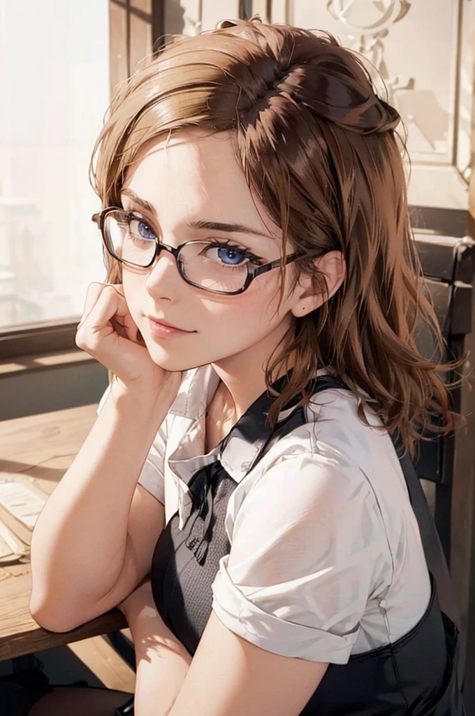Masterpiece, 最high quality, high quality, High resolution, high quality texture, high quality shadows, High resolution, Beautiful details, Detailed CG, Detailed Texture, Realistic representation of face, Realistic, colorful, delicate, Cinematic Light, Side light, Lens flare, Ray Tracing, sharp concentrated, (1 Girl,concentrated:1.3), ( Intricate details, compensate, PureErosFaceV1:0.5), (細部まで美しいdelicateな顔, 緻密で美しいdelicateな瞳, Perfect Facial Proportions, Dense skin, Optimal ratio of four fingers to one thumb,Unified 8k wallpaper, Arms under chest, Modest chest, Wide Hips, Smooth upper abdomen, 35 years old, blue eyes, glasses, air fortress hair, blonde hair, house wife, the gaze of true love, lips of temptation, A look full of compassion ,a smile full of love, i love you, Acting lovey-dovey, I love you so much I'm crazy,
cabin attendant uniform,white blouse,tight fitting black skirt,black stockings, excellent secretary ,working as a secretary, wooden desk, wooden chair