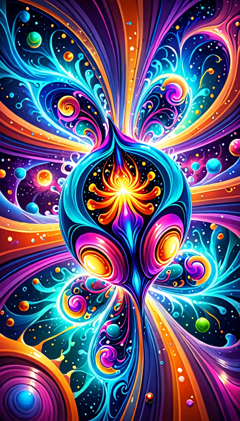 Psychedelic style nano-infused mutants, mutants with nanobots integrating into their bodies, granting extraordinary abilities, a dark nebula in the background, . Vibrant colors, swirling patterns, abstract forms, surreal, trippy