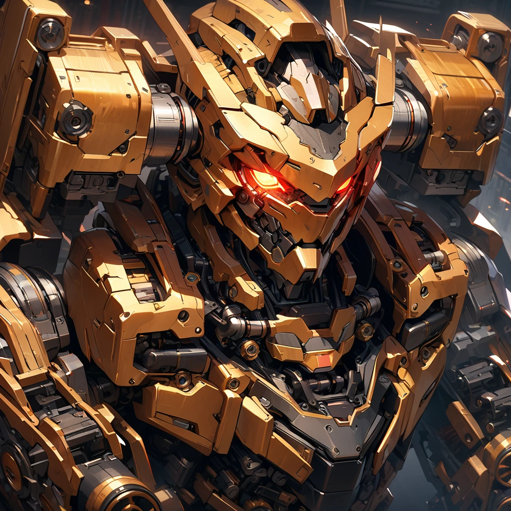 - Highly detailed mechanical tiger robot, metallic texture, exposed gears and pistons, intricate wiring, mechanical armor plates, glowing red eyes, simple studio background, ((Masterpiece)), ((Best Quality)), (Very Detailed), ((Very Detailed)), 4K, (8K), very aesthetic, absurdres highres, 
