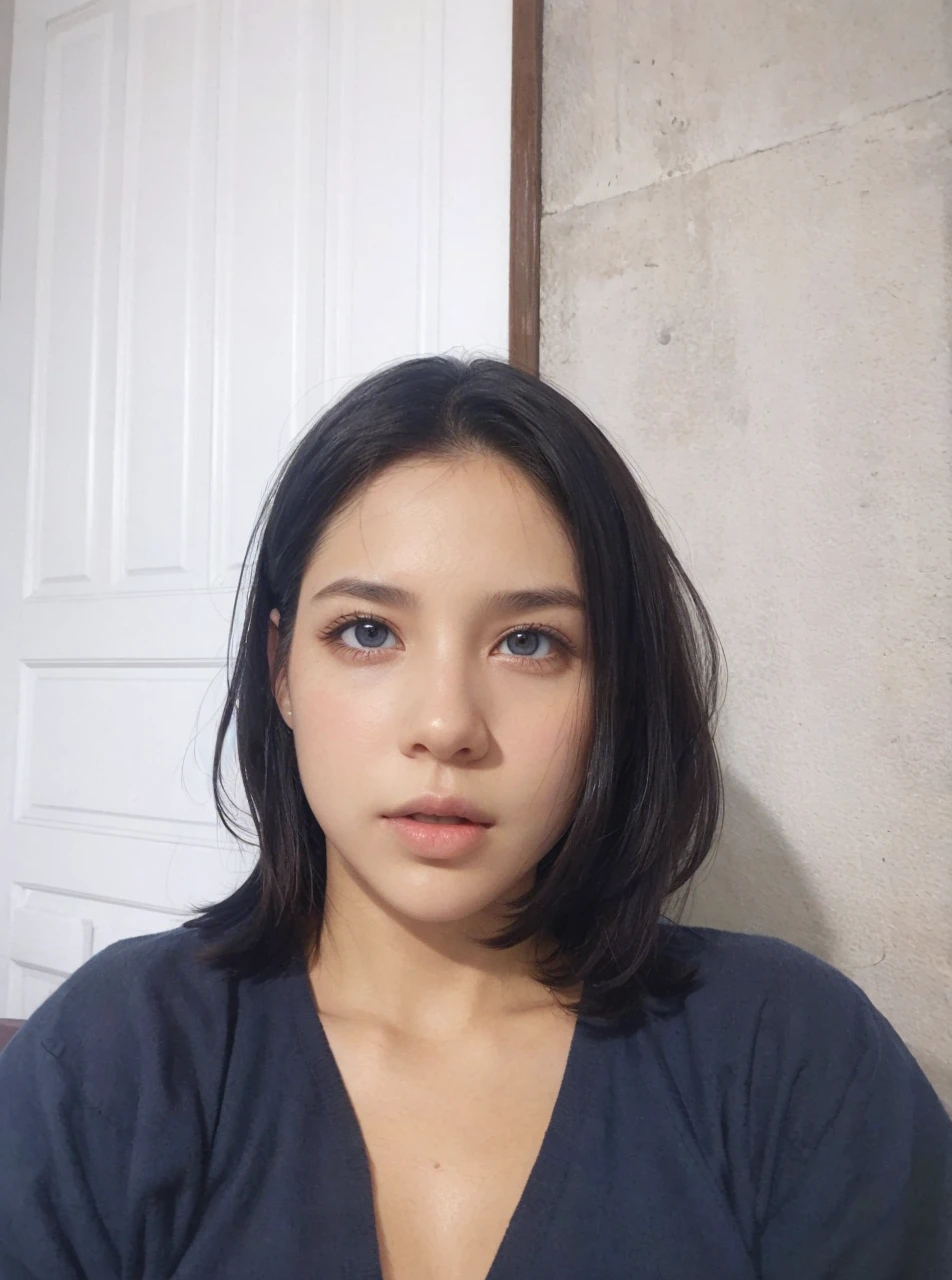 Female human being, short-haired dark, clear and bright eyes