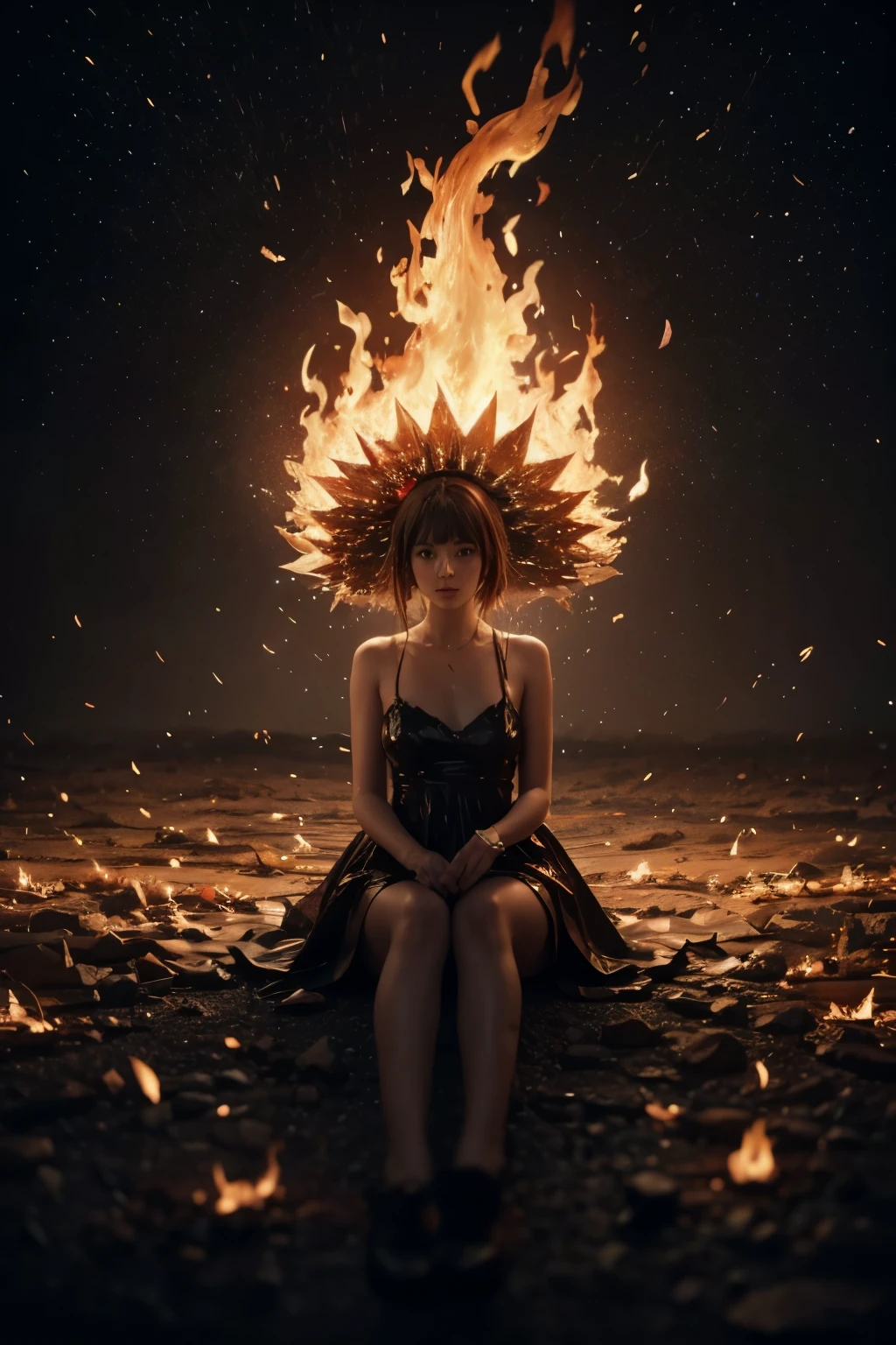 I would like you to create an art for me with lyrics "&", filled with embers or flames.