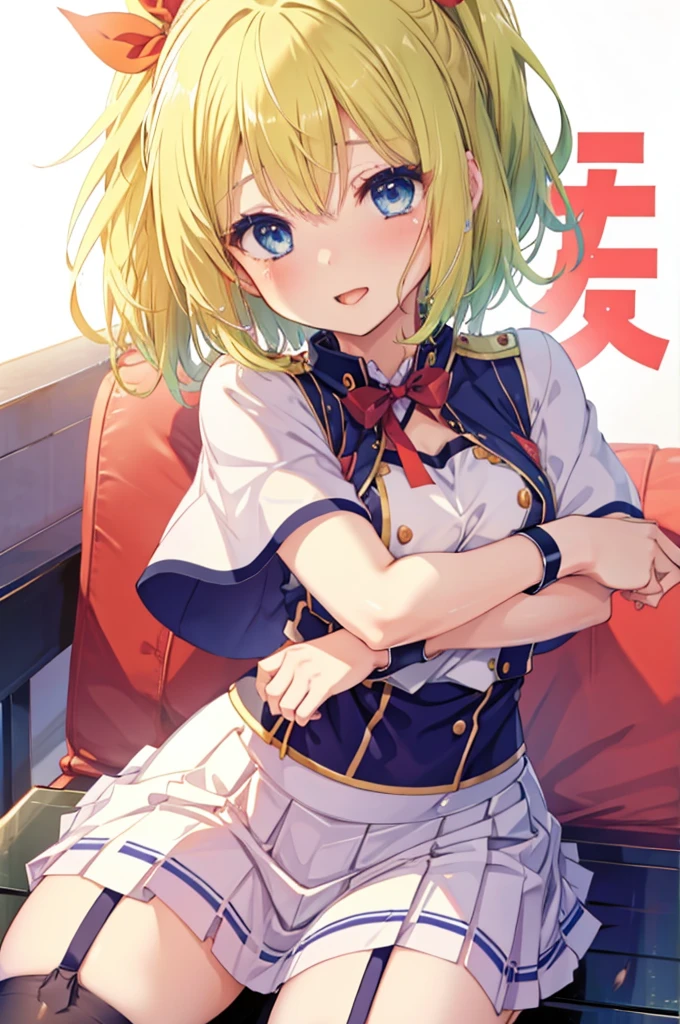 nsfw,((One man and one woman,Having sex)),riding on top of a naked man,四つん這い,((gangbang,3boys)),Ahegao,rumia tingel, blonde hair, blue eyes, capelet, garter straps, green ribbon, hair ornament, hairclip, medium hair, red ribbon, , single glove, suspenders, thighhighs, white shirt, white skirt, (simple background:1.1),