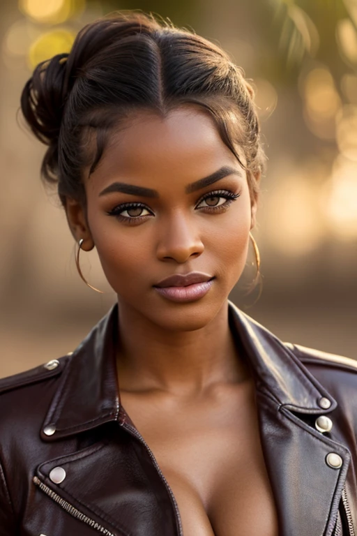 fully body photo、Detailed and realistic 20 year old attractive and stunning black girl、American African Elegant、Stand in the dance studio、sports wear、Wearing dancewear、beautiful wavy long hair、Swaying in the wind、Detailed spots:0.8)、black-brown skin、beautiful countenance、A smile(Tube Top:0.5、Detailed and realistic facial expression parts:0.5)、Black Playboy magazine models、Very detailed bright dark blue eyes(looking in camera)、epic lighting、Digital SLR、ultra-quality、foco nítido、degrees of freedom、film grains、central、FujifilmXT3 、Frolic on a date!hip hop、large earring、Dance Studio