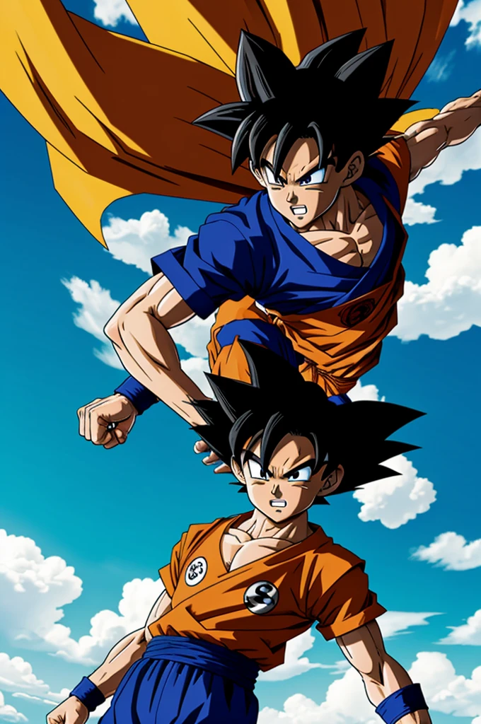 Goku with a Ben 10 suit, climbed on his flying cloud.