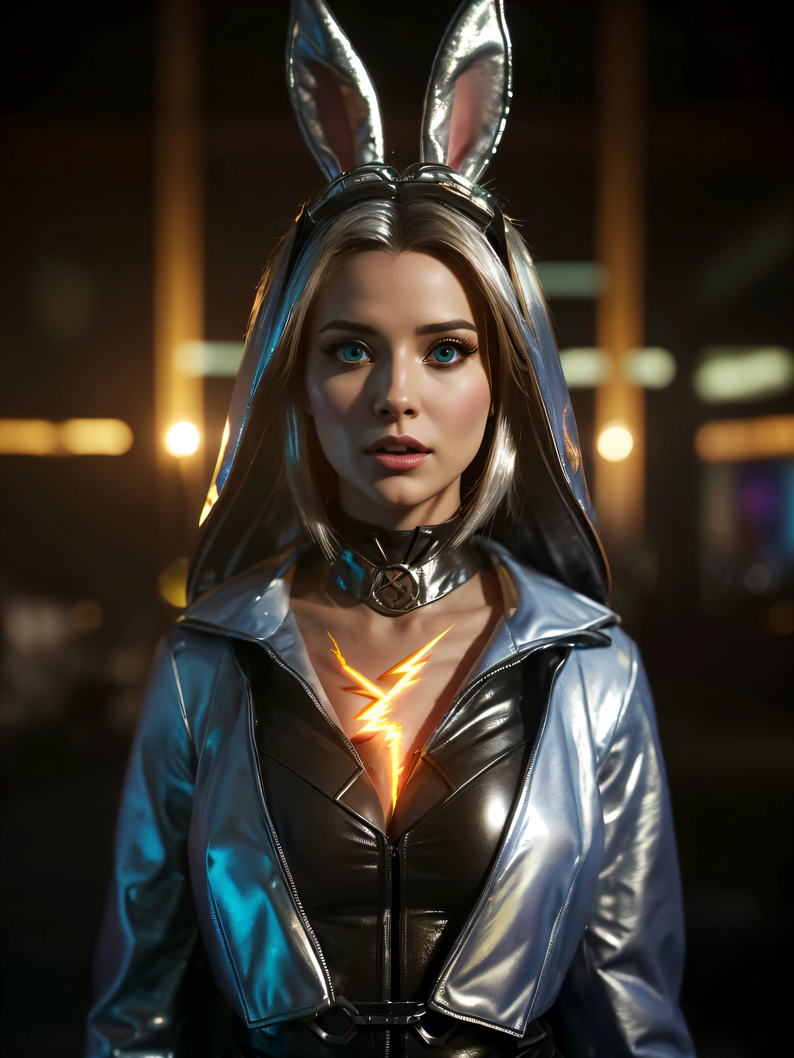 (((anthropomorphic silver bunny )1.1)),(((cinematic special effects 1.1))), ((HDR, UHD)), (( Cg cinematic style 1.1)) ,fantasy character heroine electric mage with lightening in her hand "full elementalist jacket", She masters the elements with magic, with her hand she masters the ((Air Elemental 1.1)), ((surrealism 1.1)), neomorphism, ((hyperrealism 1.1)), abstract sophistry, from below, postprocessing, ((depth of field 1.1))), (((live animation))), ((bright colors)), ((blurred background 1.1)), (focus), ((lightning effect)), ((anomaly effect)), ((air tremors))