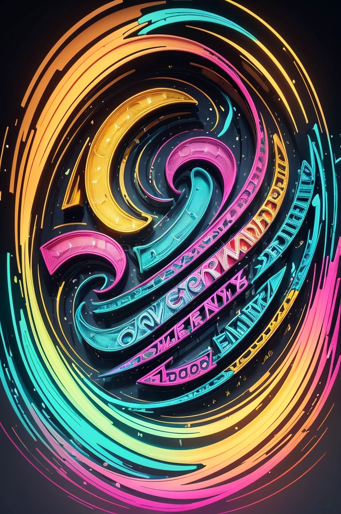 A mesmerizing masterpiece of 3D typography that spells Love in a whimsical, dripping cursive font.   The vibrant colors transition seamlessly from bright pinks to blues, yellows and greens, creating a lively and dynamic effect.   Each letter seems to melt or drip, generating a fluid and captivating movement.   The dark gray background increases visual contrast, allowing the bold, striking lettering to stand out powerfully.   Delicious butterflies in different colors are scattered throughout the design, adding an extra touch of enchantment and wonder.   This captivating typographic art is sure to draw the attention and admiration of all who behold it., typography