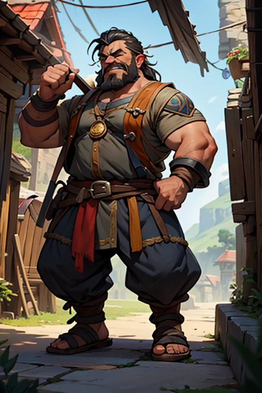Groggy Ironheart, Dwarf Blacksmith: - Race and System: Groggy - dwarf, whose blacksmithing skills are quite remarkable. This breed is also known in D&D. - Appearance and clothing: him'is tiny in stature, even for a gnome, but muscular and strong. Groggy'The face is covered in metal shards, traces of his work. him wears a leather apron and massive gloves.