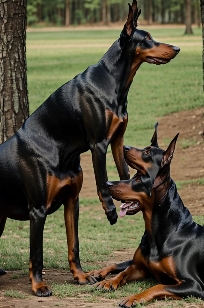 Man fucks male Doberman 