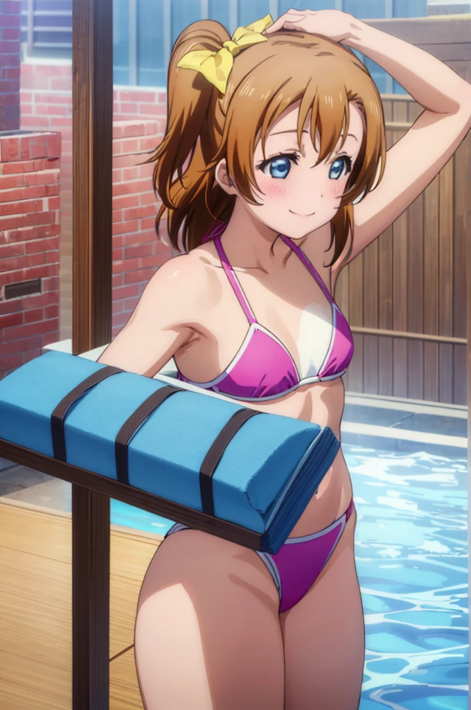 (((pixel-perfect, detail-perfect))), solo, 1girl, honoka kousaka, smile, sauna, bikini, armpit, medium filesize, ultra High Qality