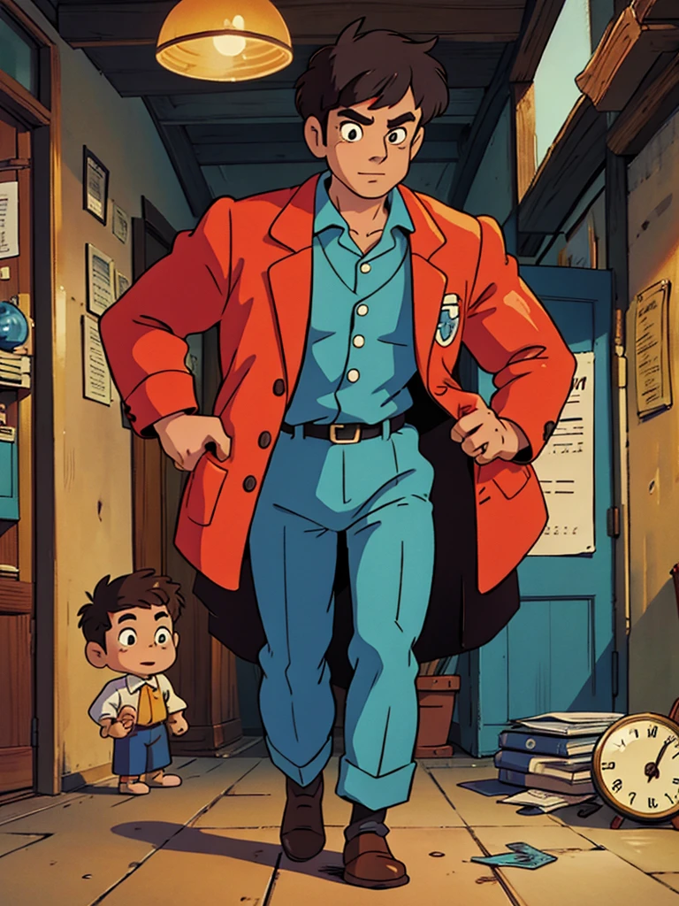 Man character, detective, retro