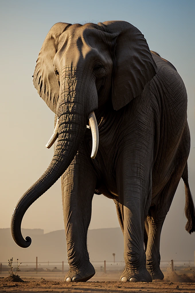 Elephant with armor, sword and sword