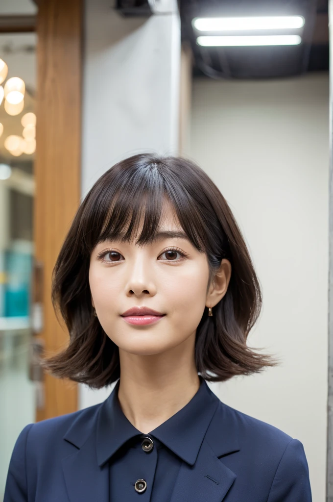 Suit, backstage at studio, talent agency manager,((full body)),((photo)),((best qualtiy, 8K, tmasterpiece:1.3)), Focus:1.2, perfect figure beautiful girl:1.4,1girl,cowboy shot,look at viewer,incredibly absurd, beautiful and cute girl with a photorealistic face, showcasing top-quality craftsmanship, Japanese woman writing work instructions in her notebook, 20 years old, shoulder-length bob cut, thick, straight black hair with bangs, shiny black hair, large eyes, round face, long eyelashes, soft smile, thin eyebrows, small nose, glossy lips, smooth skin, fair skin, fine-grained skin, tall, slender figure, well-balanced proportions, delicate limbs, small B-cup breasts, white blouse, black tight skirt, heeled pumps, watch, earrings, pretty older woman, beautiful, neat, fashionable, cheerful, positive, curious, sociable, responsible, highly trusted by those around her, October