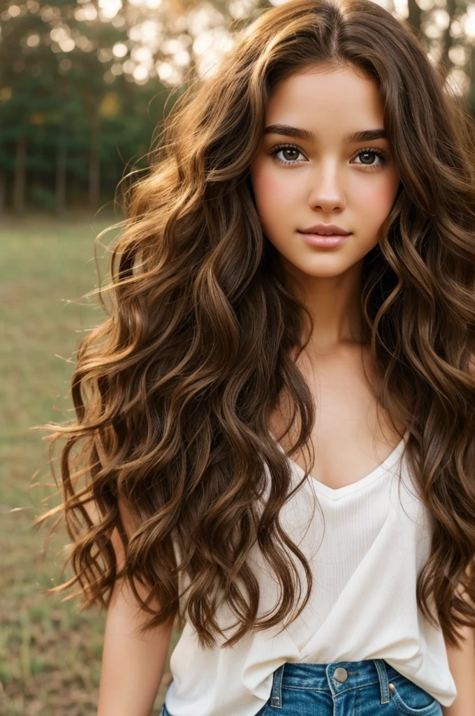Girl with long curly brown hair, white skin with light brown eyes, give me the images in animated format