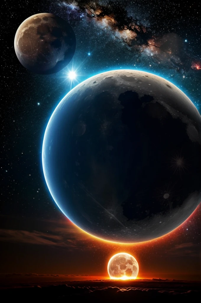The end of the world explosion of planet earth and the moon