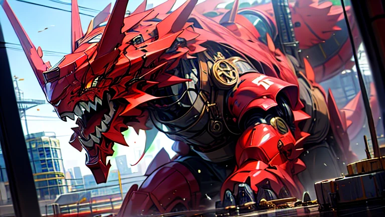masterpiece、Highest quality、high resolution、8K、Giant dragon robot、battle