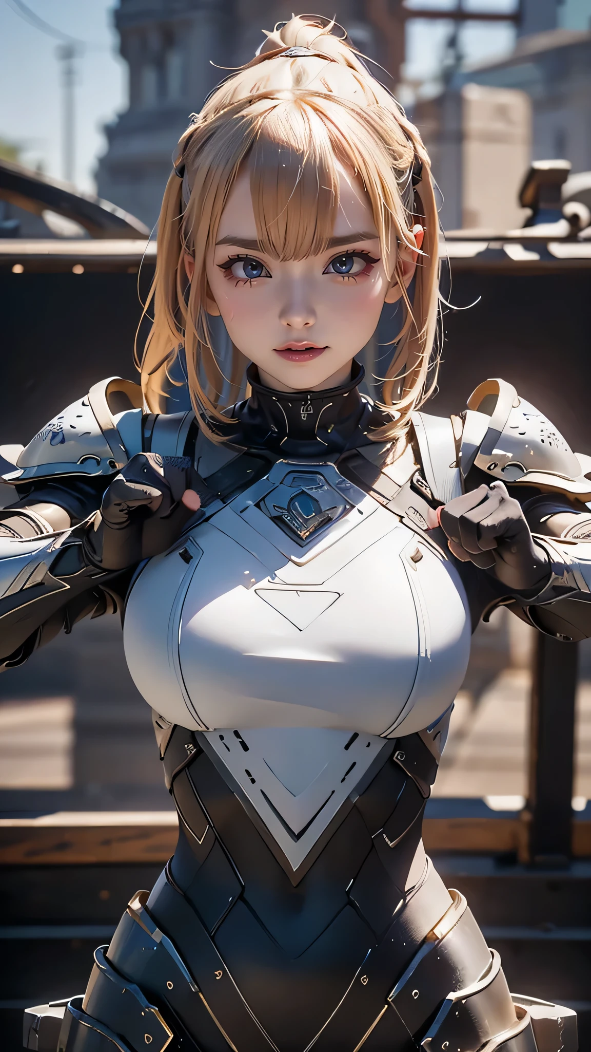 (random fighting pose),(asymmetrical armor),(random hairstyle),(Thin type:1.5),(large breasts),(Highest image quality,(8K), Ultra-realistic, Best Quality, High quality, High Definition, high quality texture, high detailing, Beautiful detailed, fine detailed, extremely details CG, Detailed texture, realistic representation of face, masterpiece, presence)