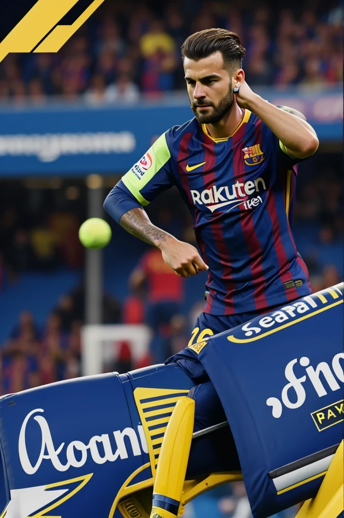 Create a template for a can of volt with the signature and photos of all the Barcelona players 