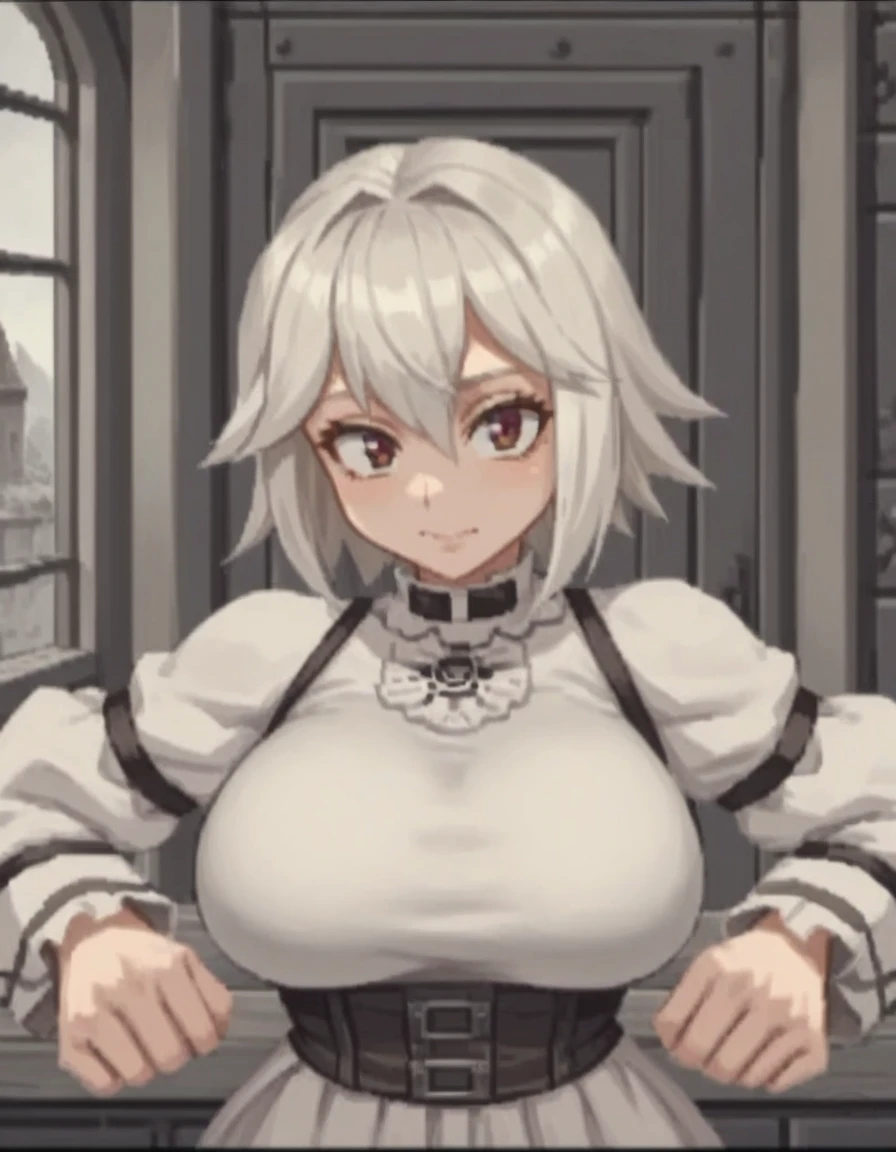 score_9, score_8_up, score_7_up, score_6_up, score_5_up, rcklgnd, 1 girl, short girl, 8 years old, big breast , visible belly, medieval fantasy interior, best quality, colorful