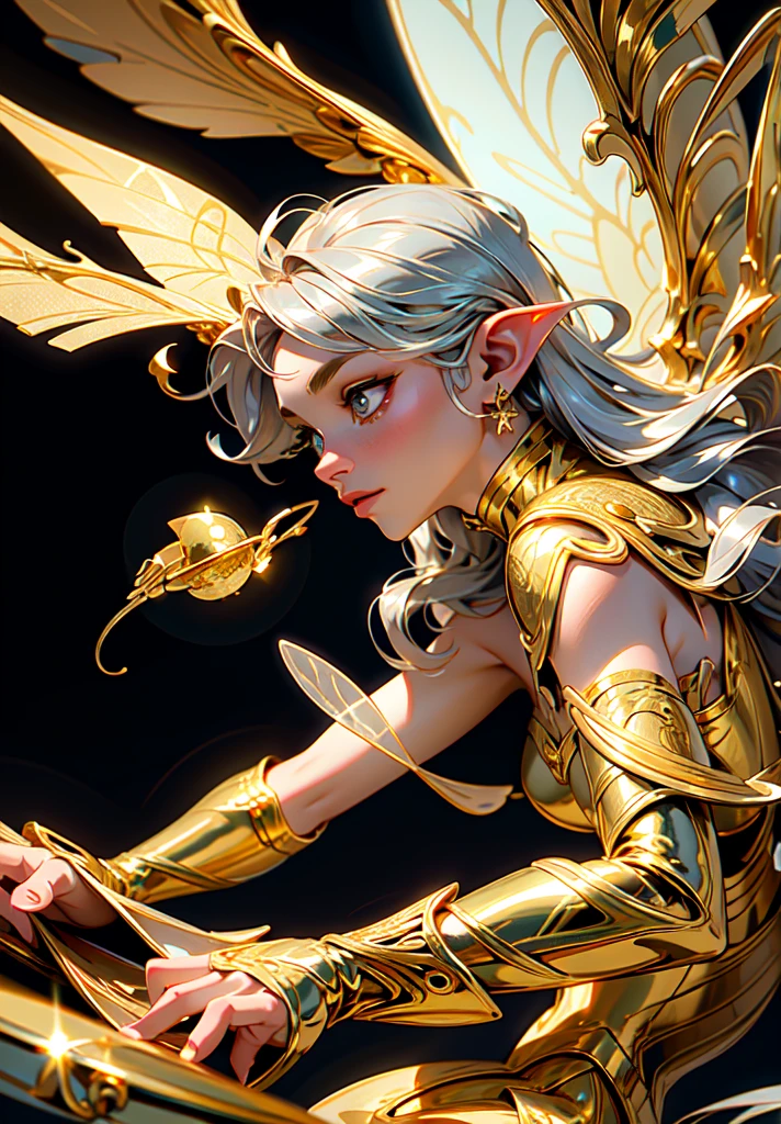 (((gold, silver, glimmer)), faerie), limited palette, contrast, phenomenal aesthetic, best quality, sumptuous artwork