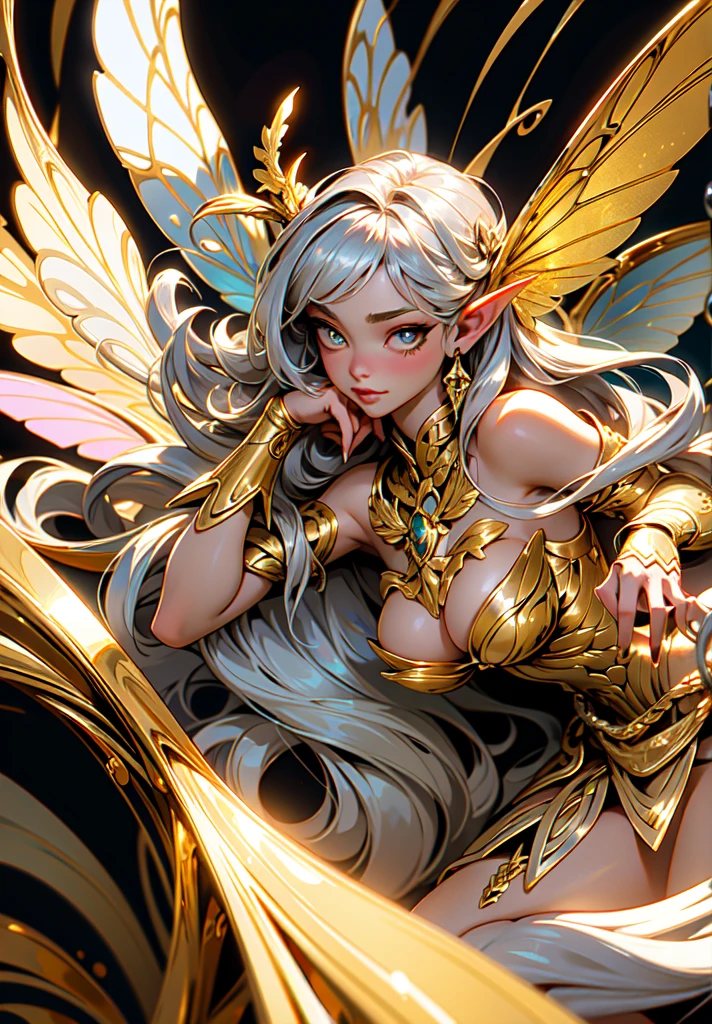 (((gold, silver, glimmer)), faerie), limited palette, contrast, phenomenal aesthetic, best quality, sumptuous artwork