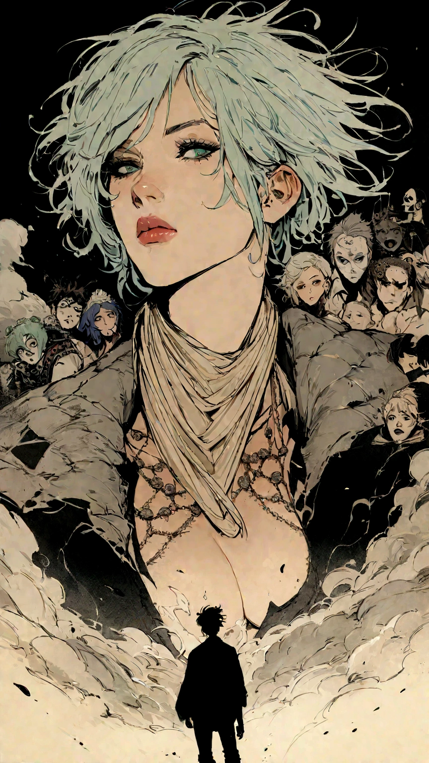 samdoesarts style drunk Rhea Ripley plays the delirious person in the sandman, author：Jeremy Mann, By Sandra Chevrier, author：dave mckean、richard avedon 和 maciej cuciara, Punk Rock, female, High Detail, 8K