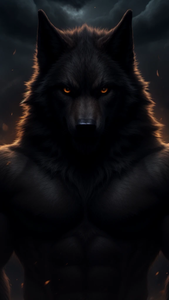 two characters, a human grabbing the werewolf's big breasts, realistic fur texture, dramatic lighting, vivid colors,  cinematic composition