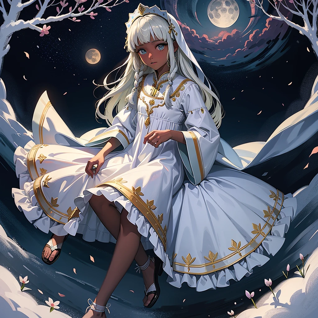最high quality、high quality、、Brightly embroidered folk costumes from Central Asia and the Caspian Sea region、Bride Girl、Moonlight meadow、moonlight、Long dress
